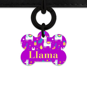Bailey And Bone Pet Tag Purple Llama Pattern Pet Tag