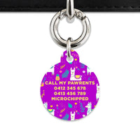 Bailey And Bone Pet Tag Purple Llama Pattern Pet Tag