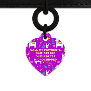 Bailey And Bone Pet Tag Purple Llama Pattern Pet Tag