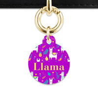 Bailey And Bone Pet Tag Purple Llama Pattern Pet Tag