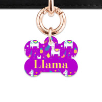 Bailey And Bone Pet Tag Purple Llama Pattern Pet Tag