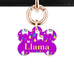 Bailey And Bone Pet Tag Purple Llama Pattern Pet Tag