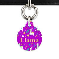 Bailey And Bone Pet Tag Purple Llama Pattern Pet Tag