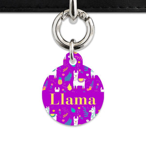 Bailey And Bone Pet Tag Purple Llama Pattern Pet Tag