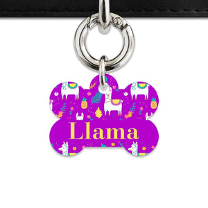 Bailey And Bone Pet Tag Purple Llama Pattern Pet Tag
