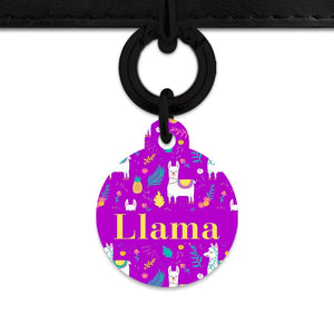 Bailey And Bone Pet Tag Purple Llama Pattern Pet Tag