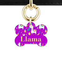 Bailey And Bone Pet Tag Purple Llama Pattern Pet Tag