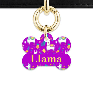 Bailey And Bone Pet Tag Purple Llama Pattern Pet Tag