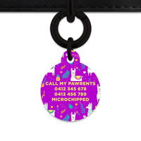 Bailey And Bone Pet Tag Purple Llama Pattern Pet Tag