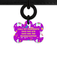 Bailey And Bone Pet Tag Purple Llama Pattern Pet Tag