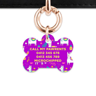Bailey And Bone Pet Tag Purple Llama Pattern Pet Tag