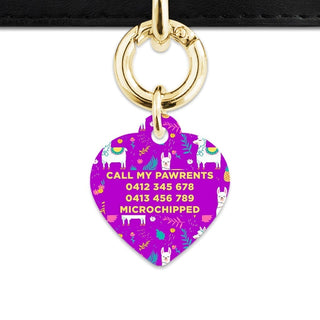 Bailey And Bone Pet Tag Purple Llama Pattern Pet Tag