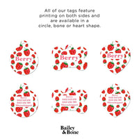 Bailey And Bone Pet Tag Red And White Raspberry Pet Tag