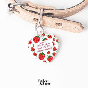 Bailey And Bone Pet Tag Red And White Raspberry Pet Tag
