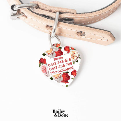 Bailey And Bone Pet Tag Red And White Roses Pet Tag
