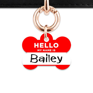 Bailey And Bone Pet Tag Red Hello My Name Is Pet Tag