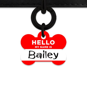 Bailey And Bone Pet Tag Red Hello My Name Is Pet Tag