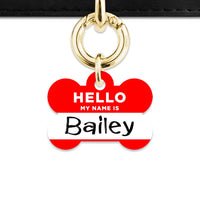 Bailey And Bone Pet Tag Red Hello My Name Is Pet Tag