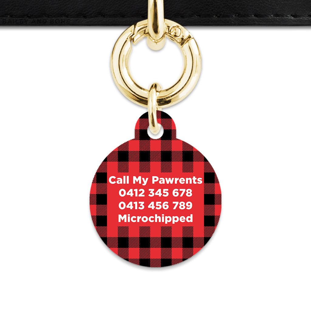 Bailey And Bone Pet Tag Red Plaid Pet Tag