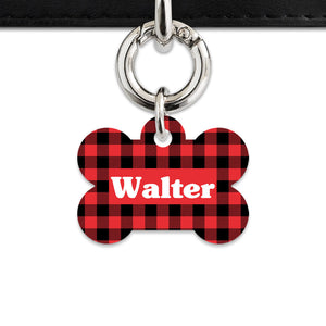Bailey And Bone Pet Tag Red Plaid Pet Tag