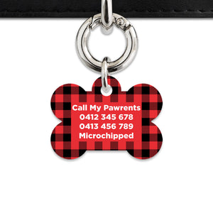 Bailey And Bone Pet Tag Red Plaid Pet Tag