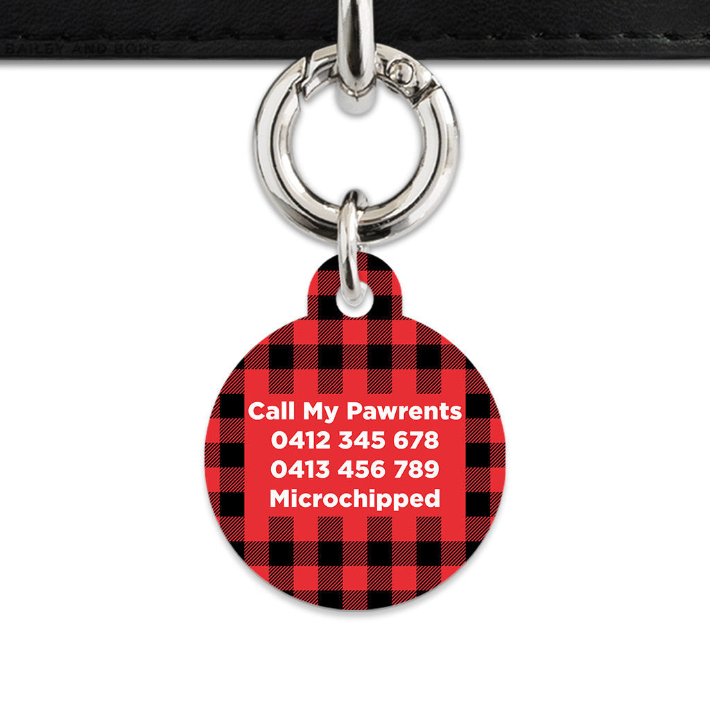 Bailey And Bone Pet Tag Red Plaid Pet Tag