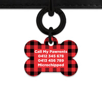 Bailey And Bone Pet Tag Red Plaid Pet Tag