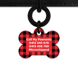 Bailey And Bone Pet Tag Red Plaid Pet Tag
