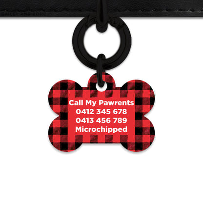 Bailey And Bone Pet Tag Red Plaid Pet Tag