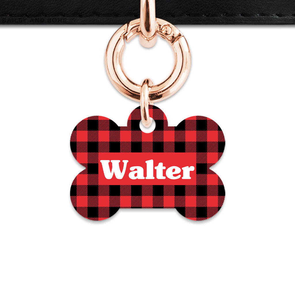 Bailey And Bone Pet Tag Red Plaid Pet Tag