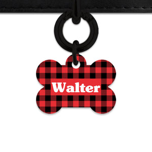 Bailey And Bone Pet Tag Red Plaid Pet Tag
