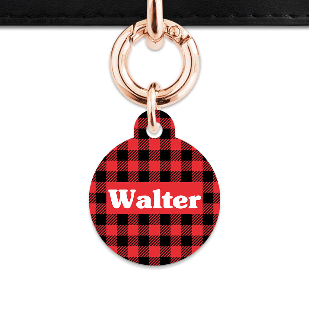 Bailey And Bone Pet Tag Red Plaid Pet Tag