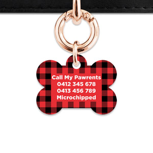 Bailey And Bone Pet Tag Red Plaid Pet Tag