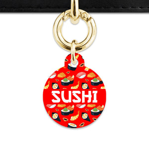 Bailey And Bone Pet Tag Red Sushi Pattern Pet Tag