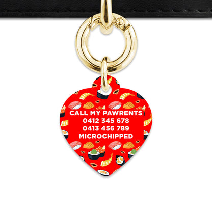 Bailey And Bone Pet Tag Red Sushi Pattern Pet Tag