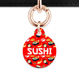 Bailey And Bone Pet Tag Red Sushi Pattern Pet Tag