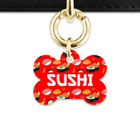 Bailey And Bone Pet Tag Red Sushi Pattern Pet Tag