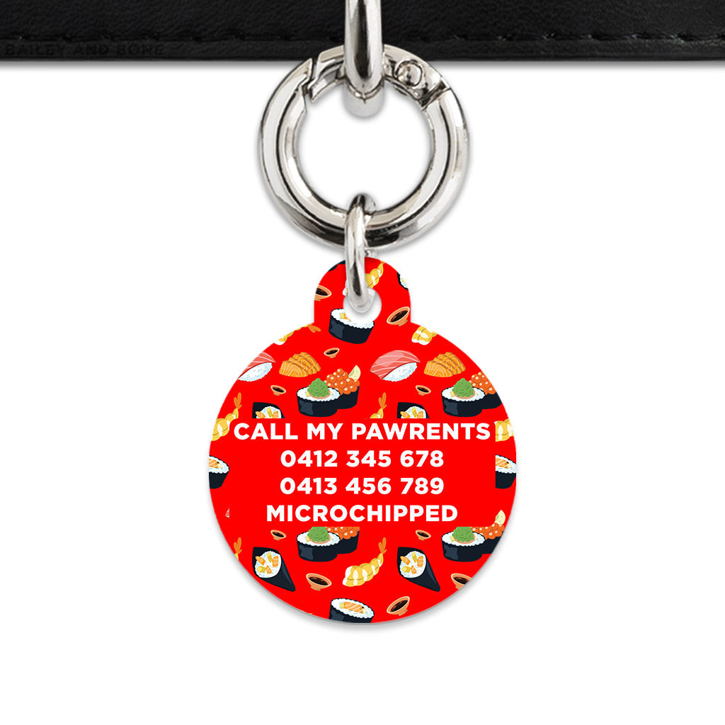 Bailey And Bone Pet Tag Red Sushi Pattern Pet Tag