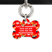 Bailey And Bone Pet Tag Red Sushi Pattern Pet Tag
