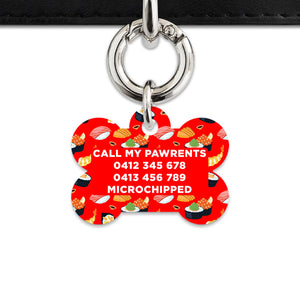 Bailey And Bone Pet Tag Red Sushi Pattern Pet Tag
