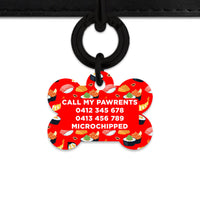 Bailey And Bone Pet Tag Red Sushi Pattern Pet Tag