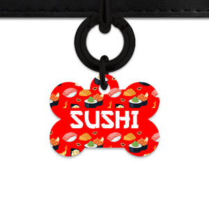 Bailey And Bone Pet Tag Red Sushi Pattern Pet Tag