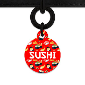 Bailey And Bone Pet Tag Red Sushi Pattern Pet Tag