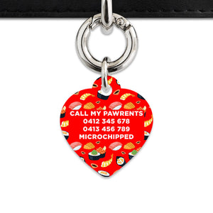 Bailey And Bone Pet Tag Red Sushi Pattern Pet Tag