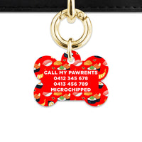 Bailey And Bone Pet Tag Red Sushi Pattern Pet Tag