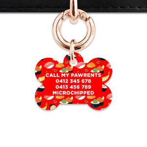 Bailey And Bone Pet Tag Red Sushi Pattern Pet Tag