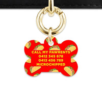 Bailey And Bone Pet Tag Red Taco Pattern Pet Tag