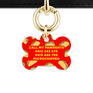 Bailey And Bone Pet Tag Red Taco Pattern Pet Tag