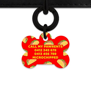Bailey And Bone Pet Tag Red Taco Pattern Pet Tag