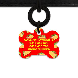 Bailey And Bone Pet Tag Red Taco Pattern Pet Tag
